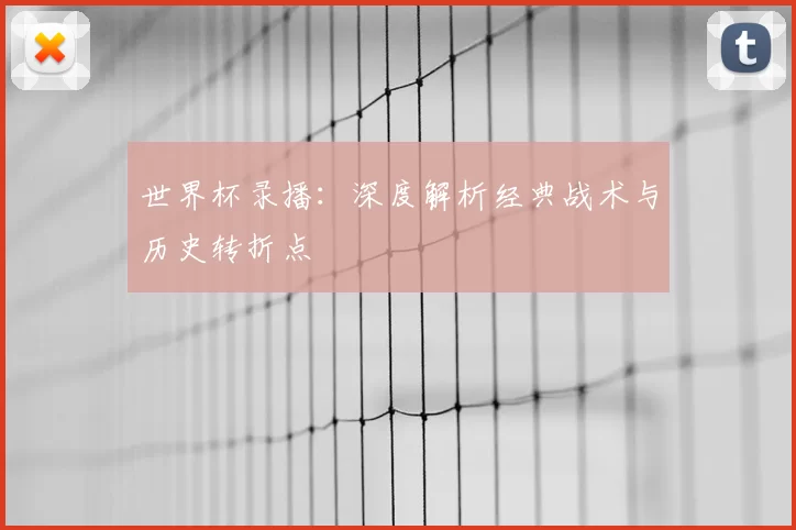 世界杯录播:深度解析经典战术与历史转折点